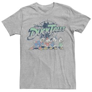 Мужская футболка Disney's DuckTales McDucks с логотипом в стиле ретро и глобусом, цвет Athletic Heather