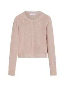 Кардиган с пайетками Brunello Cucinelli Kids, бежевый