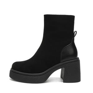 WEISHIBANGWEI Женские черные ботильоны на каблуке 7 см, цвет Black 7CM