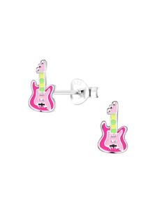 Alexander York Серьги-гвоздики в виде гитары из серебра 925 пробы, комплект из 2 штук