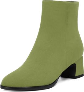 Женские ботинки SKYSTERRY на молнии, с круглым носком, замшевые, для улицы, вечерние, с массивным низким каблуком, до щиколотки, 2 дюйма