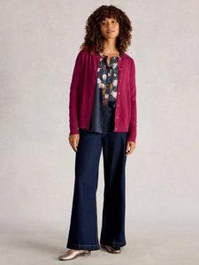 Кардиган Lulu с длинными рукавами и круглым вырезом из хлопка White Stuff