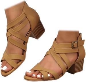 Женские сандалии с открытым носком, низким широким каблуком и ремешком на щиколотке для вечеринок, свадеб и выхода в свет Generic, Brown