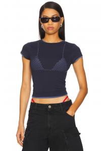 Футболка с двойным слоем вырезами лазером Jaded London, navy