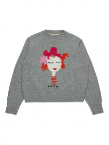 Свитер из смесовой шерсти Marni Kids, серый