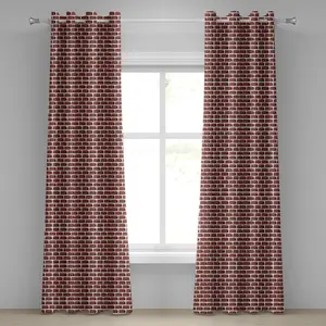 Шторы-люверсы ABAKUHAUS London, ретро-стиль с рисунком двухэтажного автобуса в мультяшном стиле, британский дорожный транспорт, декоративные двухпанельные шторы, 280 см x 175 см, цвет: красный, серый, кремовый Abakuhaus