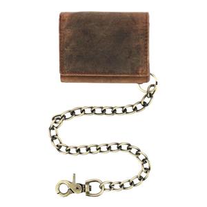Мужской винтажный кожаный кошелек с тройной цепочкой RFID Cazoro, цвет antique brown