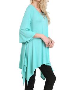 Асимметричная туника с перекрещенными рукавами-колокольчиками в цвете мяты Umgee, мятный