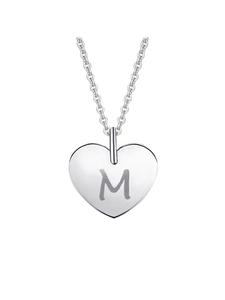 ONE ELEMENT Кулон в форме сердца с выгравированной буквой М, изготовленный из белого золота 333 пробы в серебре