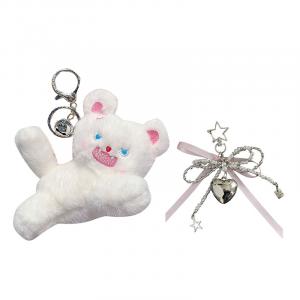 Frizzy Kitten, очаровательные куклы-брелоки с виляющим хвостом, плюшевый кулон, высота 13см Jinnew, белый/мультиколор