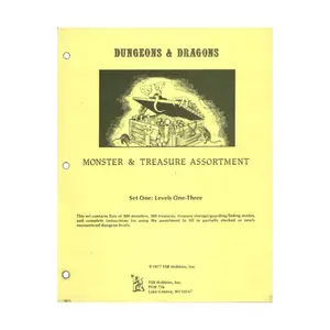 Monster & Treasure Assortment Set #1 - Levels 1-3 (2nd Printing, Lizard Logo), Basic Dungeons & Dragons (Original Edition) - Sourcebooks & Accessories, мягкая обложка