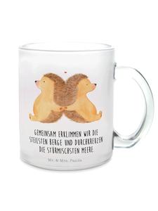 Кружка с изображением ежика, держащегося за руки и говорящего из прозрачного материала Mr. & Mrs. Panda