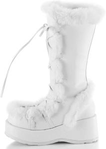 Женские платформенные ботинки KISTANIA с клиновидным каблуком и искусственным мехом, White Leather