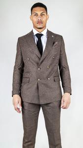 Классический двубортный костюм-двойка TruClothing, коричневый