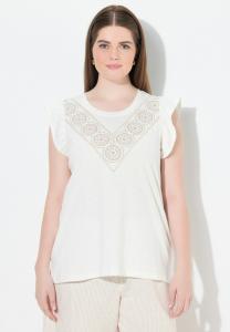 Футболка Ulla Popken GEOMETRIC EMBROIDERED CAP SLEEVE, Off White/White