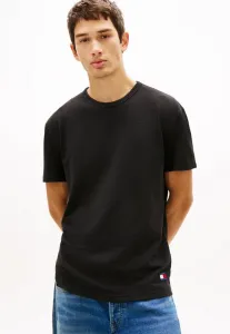 Футболка с вафельным трикотажным кроем, облегающего силуэта, с круглым вырезом, базовая футболка Tommy Jeans, Black