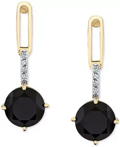 Серьги-Подвески с ониксом (7 мм) и бриллиантами из 10-каратного желтого золота Macy'S, gold