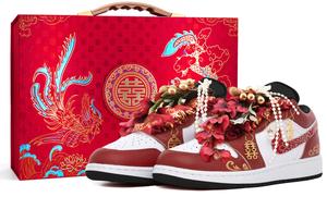 Air 1 легкие увеличивающие рост низкие винтажные баскетбольные кроссовки Women's Wedding Red Jordan, Wedding красный