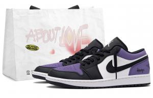 Jordan Баскетбольные кроссовки Air 1 Dream Purple Low Top Vintage Unisex Black White Purple