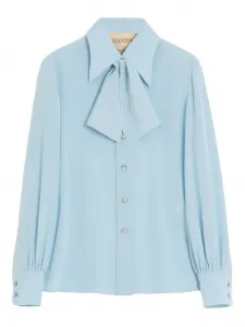 Крепдешиновая рубашка с шарфом Valentino Garavani, синий