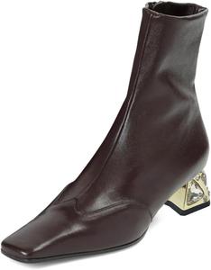 Женские ботильоны с квадратным носком Tang'scuisins, стразы, устойчивый каблук, боковая молния, обувь для вечеринок и особых случаев, размеры 4-16 US, Saddle Brown