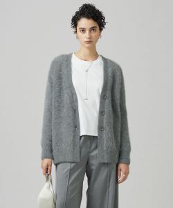 Вязаный кардиган с V-образным вырезом из альпаки и шерсти лисы