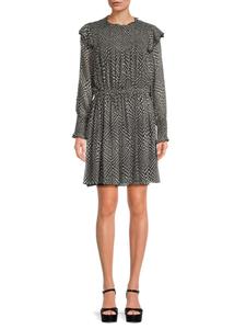 Мини-платье из смесового шелка с палевым геометрическим узором rag & bone, черный/белый