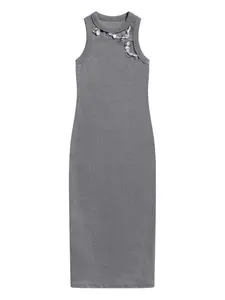 Платье миди с кристаллами AREA, серый