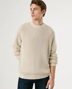 Мужской джемпер с круглым вырезом, окрашенный после пошива Pepe Jeans, бежевый