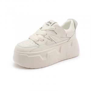 Женские низкие скейтбордистские кроссовки с противоскользящим покрытием Qitumaul, белый[platform height: 8.5cm]