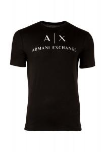 Мужская футболка с надписью, круглый вырез, хлопок стрейч ARMANI EXCHANGE, черный