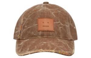 Acne Studios Мужская кожаная бейсболка коричневого цвета