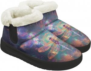 Женские зимние сапоги без каблука, теплые ботинки до щиколотки для снега, широкие ботильоны с поддержкой свода стопы, для походов и работы, подошва из ЭВА Chririnla, Gothic Dragonfly