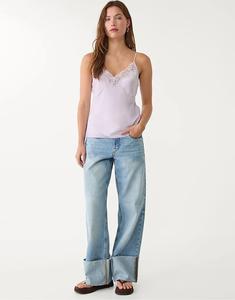 Кружевной топ Stradivarius лилового цвета