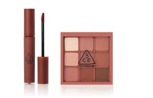 Набор теней для век и жидкой помады из девяти секций легко растушевывается велюровый матовый комплект из двух предметов 3CE