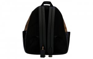 Рюкзак из холста с кожаной спинкой обычный женский черный и коричневый COACH