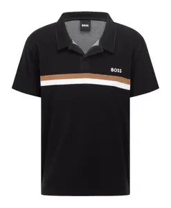 Черная махровая рубашка-поло Hugo, черный