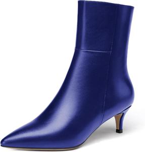 Женские короткие ботильоны WAYDERNS с матовой поверхностью, острым носком, низким каблуком 2 дюйма и застежкой-молнией, Royal Blue