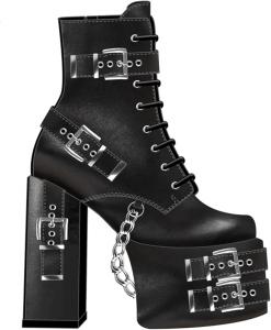Женские готические ботильоны DETOGNI с серебряными люверсами, пряжками и ремешками, на высоком каблуке, с шнуровкой, панк-стиль, с подвесной цепочкой, молнией, сексуальные массивные ботинки на платформе