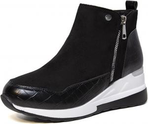 Женские кроссовки на танкетке ZBYY, скрытый каблук, повседневные кроссовки на платформе, обувь для прогулок, Black