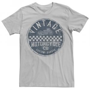 Мужская футболка Vintage Motorcycle Co. Custom Garage Bike Circle с потертостями и графическим рисунком Licensed Character, цвет Silver