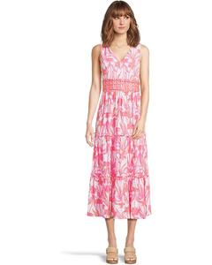 Платье Lilly Pulitzer Skylar Midi Dress, цвет Resort White Lovely Long Stems Engineered Knit Dress