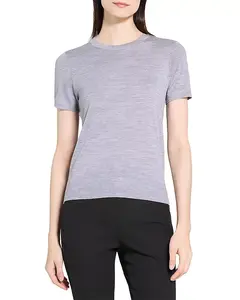 Легкая шерстяная футболка с коротким рукавом Theory, серый