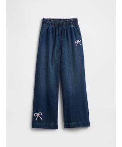 (K) Джинсы с высокой посадкой, вышивкой, широкими штанинами (детские)