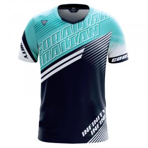 Футболка для бадминтона женская синяя CORALIAN