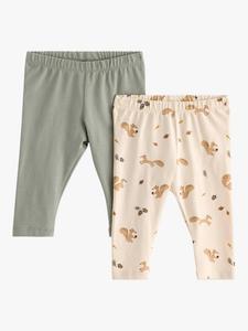 Леггинсы с принтом бельчонка Lindex, Pack of 2, Light Dusty Green