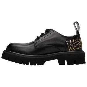 Кожаные ботинки MOSCHINO с кружевной шнуровкой и принтом логотипа