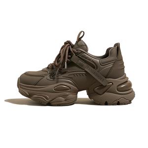 Массивные кроссовки женские низкие Maillard Style Coffee/Black SNOWELF, платформа Maillard Style Coffee 6 см