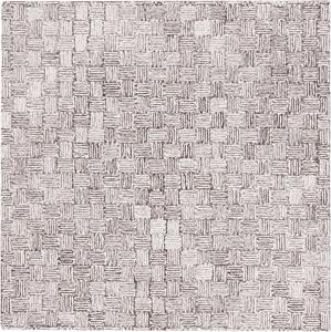 Ковер SAFAVIEH, 153 x 153 см, коллекции Micro-Loop — Brown & Ivory, ручной работы из шерсти, идеально для гостиной, спальни, столовой (MLP537T-5SQ)