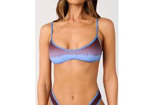 Женский топ с вырезом-лодочкой и завязками на спине WeWoreWhat, Maroon/ bl jean